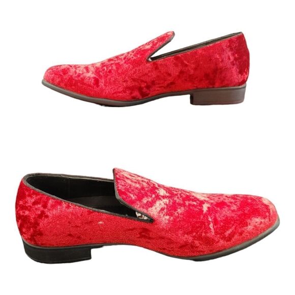 MEN'S AMALI HAUSER2 RED CRUSHED VELVET SLIP ON DRESS SHOE SIZE 7.5D - Picture 2 of 8